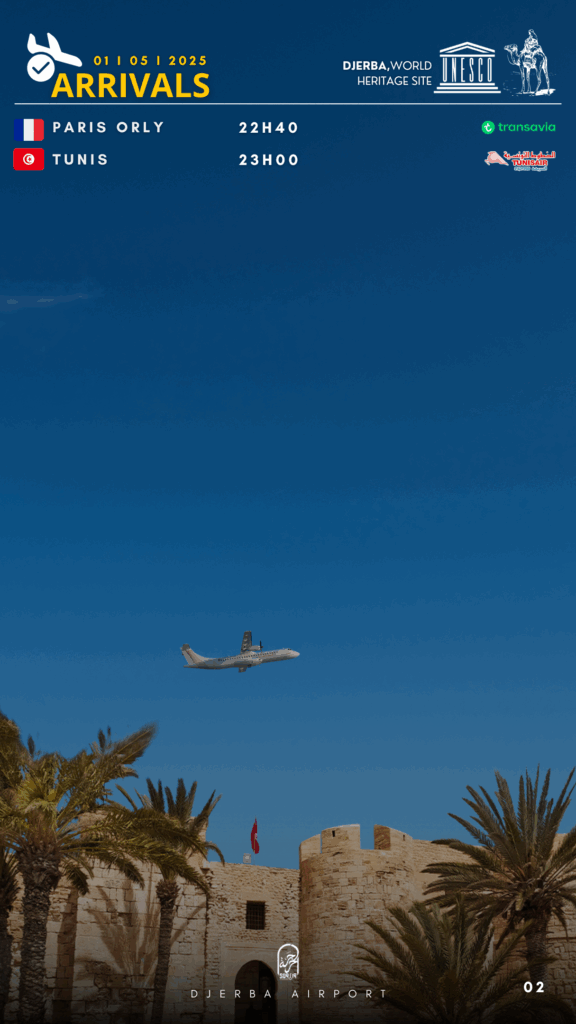 Arrivals Djerba jeudi 01.05.2025